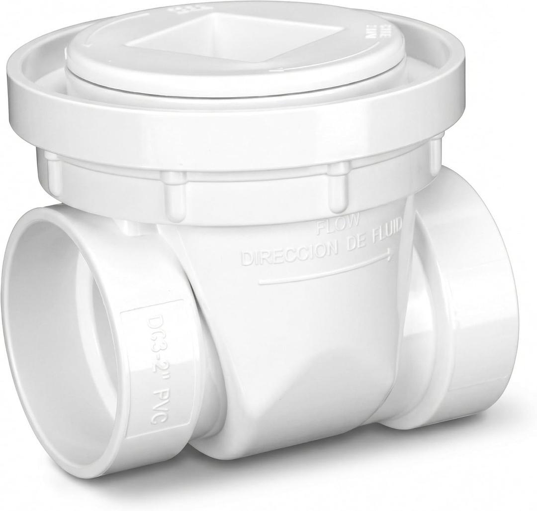 2 Inch Backwater Valve White PVC Drain Backflow Preventer for Sewage and Rainwater Automatic Sewer Backflow Prevention Valve for Residential Commercial Use