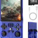 R36MAX Retro Handheld Game Console, 4.0 Inch IPS Screen Retro Gaming Console,Linux System, 4000mAh Battery Portable Pocket Mini Arcade, Built-in 128G,Lndigo Blue