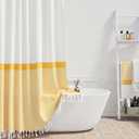 Dynamene Stall Fabric Shower Curtain, Modern Farmhouse Yellow and White Striped Cloth Shower Curtain with Boho Tassels, Small Hotel Luxury Bathroom Shower Curtain Set with 6 Hooks, Yellow, 36x72