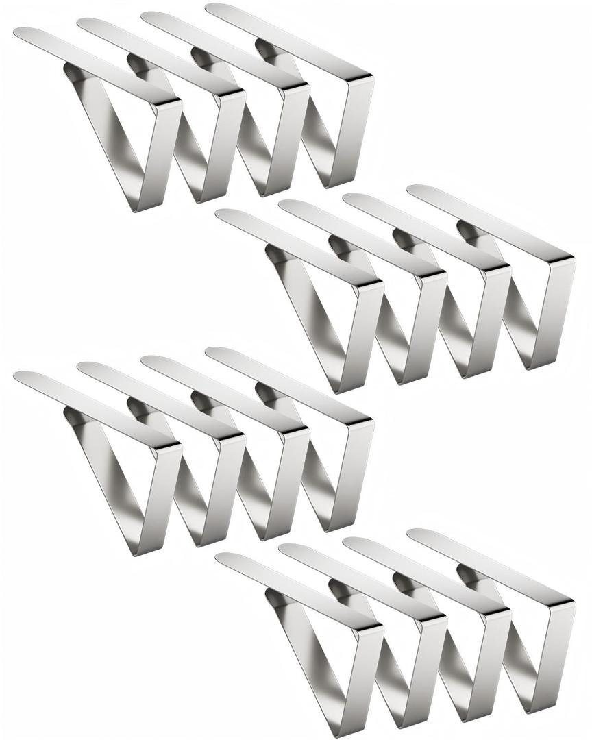 ELFFILLA 32 Pack Tablecloth Clips Heavy Duty, 2.95"x1.77" Stainless Steel Rust Proof Tablecloth Clips for 2" Thick Tables - Anti-Slip Pads Home Restaurant Picnic