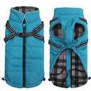 Geyecete Winter Warm Coat Waterproof Dog Winter Jacket with Harness Traction Belt,Pet Outdoor Jacket Dog Autumn and Winter Clothes for Dog-Blue-XXL