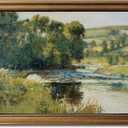 Gold Framed Wall Art Vintage River Canvas Wall Art Nature Landscape Antique River Artwork Prints Picture for Living Room Bedroom Farmhouse Bathroom Office Decor, 16x24