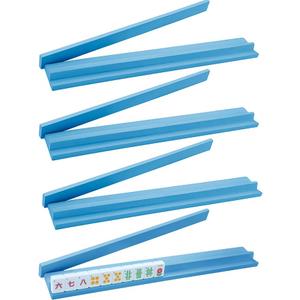 Leinuosen Wooden Mahjong Racks with Pushers 4 Set Magnet American Mahjong Tile Rack and Magnetically Attached Pushers Painted Tile Holders for Players Gift Family Night(Light Blue)