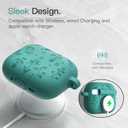 for AirPods Pro 3 Case (2025) DamonLight Floral Engraved Shockproof Protective Soft Silicone Case Cover with Cleaning Pen and Floral Keychain for Apple Airpods Pro 3rd Generation (Forest Green)