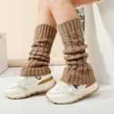 Womens Classic Cable Knit Leg Warmers  2 Pairs in 10 Colors Vintage-Inspired Winter Warmers (Dark Khaki & Light Gray)