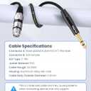 Tisino Female XLR to 1/4'' TRS Microphone Cable, 6.35mm Stereo Jack to 3-pin XLR Female Balanced Interconnect Micphone Cable - 6.6FT