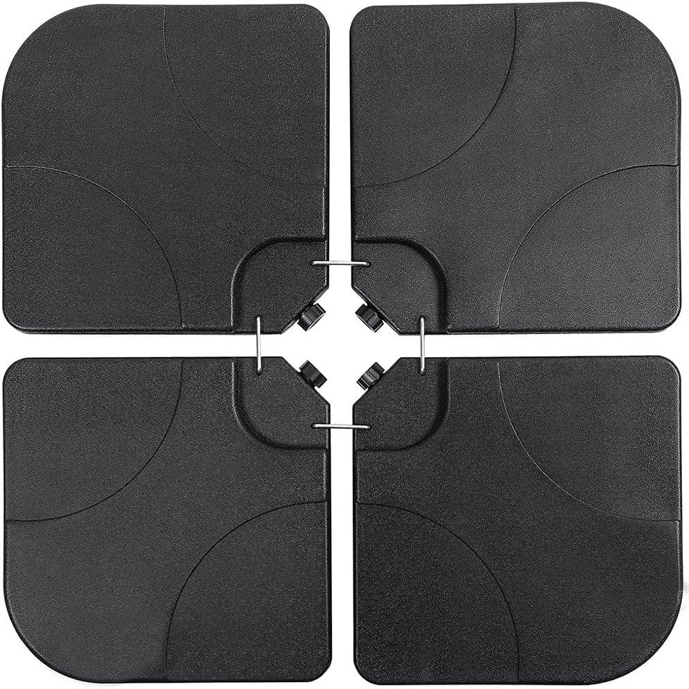 Crossbbar 4Pcs Heavy Duty Cantilever Offset Crossbar Patio Umbrella Stand Base with Fill Spouts for Water or Sand, Black