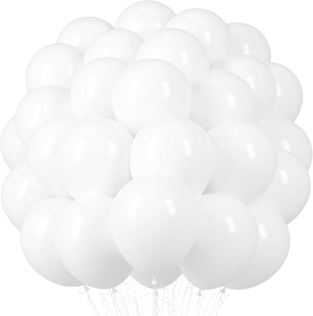 Voircoloria White Balloons, 66pack 12inch White Pearl Latex Party Balloons for Wedding, Birthday, Graduation, Bridal Shower, Baby Shower, Bachelorette and Engagement Decorations