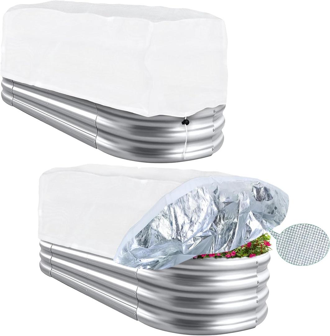 Plant Covers Freeze Protection 6.3 x 3 x 1.5 FT Rectangular Plant Cover for Winter, 2 Pcs Frost Cloth for Outdoor Plants Raised Garden Bed Cover, Winter Frost Blanket with Insulated Liner Drawstring