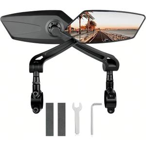 2 Pack Bike Mirrors,eBike Handlebar Mirror,360 Adjustable and Rotatable Safety Bicycle Rear View Mirrors, Scratch Resistant Glass Lens,Bicycle Universal Fit Accessories