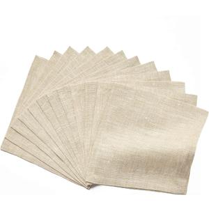 Solino Home Champagne Beige Linen Cocktail Napkins 6 x 6 Inch - 100% Pure Linen Cloth Napkins Set of 12 - Soft Durable Washable Small Square Cloth for Party, Wedding, Dinner, Table Decor - Athena