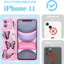 2 x Compatible for iPhone 11 Case, Pretty Butterfly Print Three-Dimensional Wave Clear Case for Girls Women, Soft Full Package Anti-Fall Cover for iPhone 11, Black Butterfly