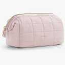 BAGSMART Makeup Bag Travel Toiletry Bag, Puffy Padded Make Up Bags for Women Makeup Organizer Case, Wide-open Pouch Purse Travel Essentials Toiletries Accessories Brushes, Pink