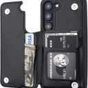 ONETOP Compatible with Samsung Galaxy S23 Wallet Case with Card Holder, PU Leather Kickstand Card Slots Case, Double Magnetic Clasp and Durable Shockproof Cover 5G 6.1 Inch(Black)