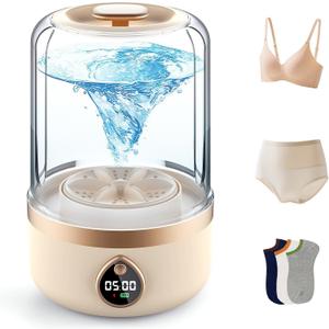 Underwear Washer, Portable Mini Washing Machine, Upgraded Mini Washings Machines, Rechargeable Cordless Washing-Machine, Laundry Cup for Bra, Underwear, Socks (1.5L apricot)