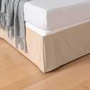 Pleated Bed Skirt Queen Size, Tailored Dust Ruffle 18 Inch Drop Easy Fit, Pleated Grid Plaid Bedskirts, Machine Washable, Anti-Slip, Microfiber, No Split Corners-Beige