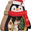 Penguin Christmas Ornament, Christmas Ornaments 2025 for Tree, Light Up Wooden Penguin Snowman, Hanging Christmas Ornaments for Indoor Outdoor, Luminous Holiday Decor, Wooden X-mas Ornament Gifts