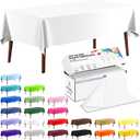 CXPSINC 54 Inch X 300 Feet Plastic Table Cover Roll Disposable Tablecloth with Slide Cutter for All Type/Shape Tables | Party, Banquet, Birthdays, Weddings(White, 300 Feet), 3600" x 54"
