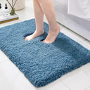 Bathroom Rugs Non Slip Washable, Ultra Thick Soft Microfiber Absorbent Bath Mats, High Density Foam Latex Non Slip Backing Bath Rugs, Fluffy Floor Carpet for Tub&Shower 24x17, Blue