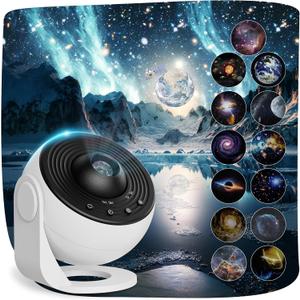 Planetarium Projector Pro for Bedroom, 13 in 1 Star Projector Galaxy Light, Ceiling Night Light Milky Way Mood Lighting with Timer, LED Space Galaxy Lamp Bedroom Room Decor for Adults Kids - White