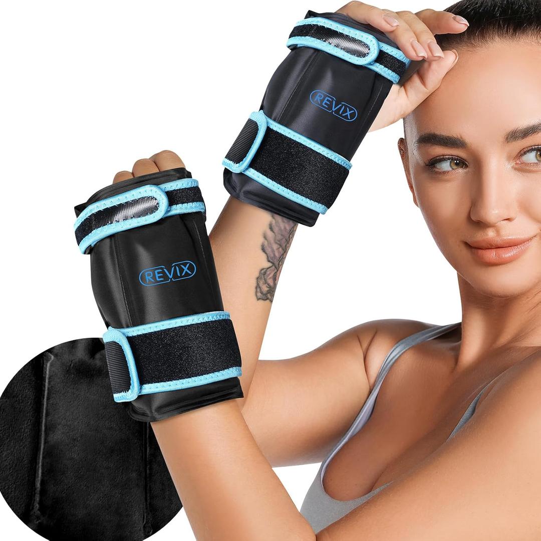 REVIX Wrist Ice Pack for Carpal Tunnel, Reusable Gel Ice Packs for Hand Relaxation, Promoting Flexibility and Mobility by Cold Compression Therapy, Black, 2 Packs