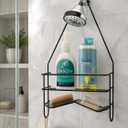 Oggi 2 Shelf Metal Hanging Shower Caddy, Rust Resistant Over Shower Head Shower Organizer with Soap Holder, Bathroom Storage Rack for Shampoo, Soap & Shower Accessories - Black