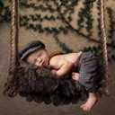 Zeroest Baby Photography Props Newborn Boy Photo Shoot Outfits Infant Gentleman Suit Lattice Outfit Hats (Black+white)