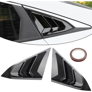 for 10th Gen Civic Sedan Rear Side Window Louvers Air Vent Scoop Shades Cover Blinds Racing Style Compatible with Civic Sedan 2021 2020 2019 2018 2017 2016 (Bright Black)