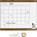 TORASO Dry Erase Monthly Calendar Board, Solid Pine Wood Frame Magnetic Whiteboard for Wall, Office/School/Home, Hanging Board 12"x 16"(YL-RB-3040-A) (Rustic Brwon)