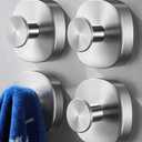 4 Pcs Suction Cup Hooks for Inside Shower, Stainless Steel Heavy Duty Towel Hook Shower Towel Holder for Bathroom, Kitchen, Glass Door, Mirror, Tile-Loofah, Towel, Coat, Bath Robe