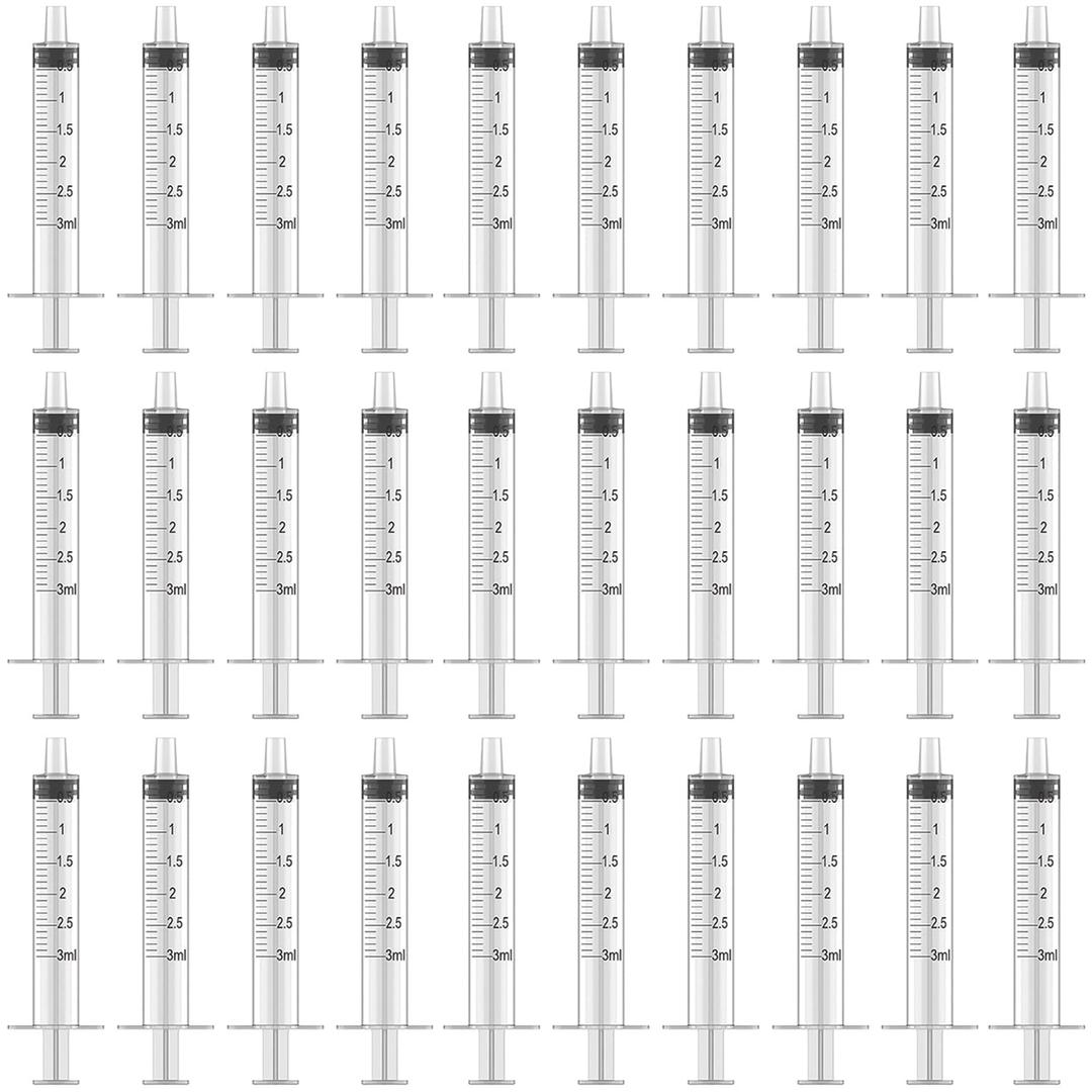 50 Pcs 3ml 3cc Syringe No Needle Plastic Syringe for Pets Oral, Refilling, Oil or Glue Applicator, Measuring or Transfering Tiny Amount of Liquids, Without Cap