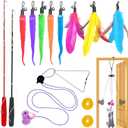 ZPH Cat Toys Interactive for Indoor Cats,2PCS Retractable Cat Wand,9PCS Teaser Toys&1PCS Hanging Door Lure Kitten Toy,Interactive Feather Toy for Teaser Play and Chase Exercise with Kitten