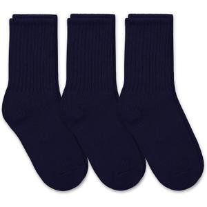 Jefferies Socks Boys' School Uniform Ribbed Crew Dress Socks 3 Pack, Large, Navy
