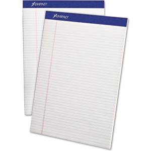 Ampad 20322 Perforated Writing Pad, 8 1/2 x 11 3/4, White, 50 Sheets (Pack of 12)