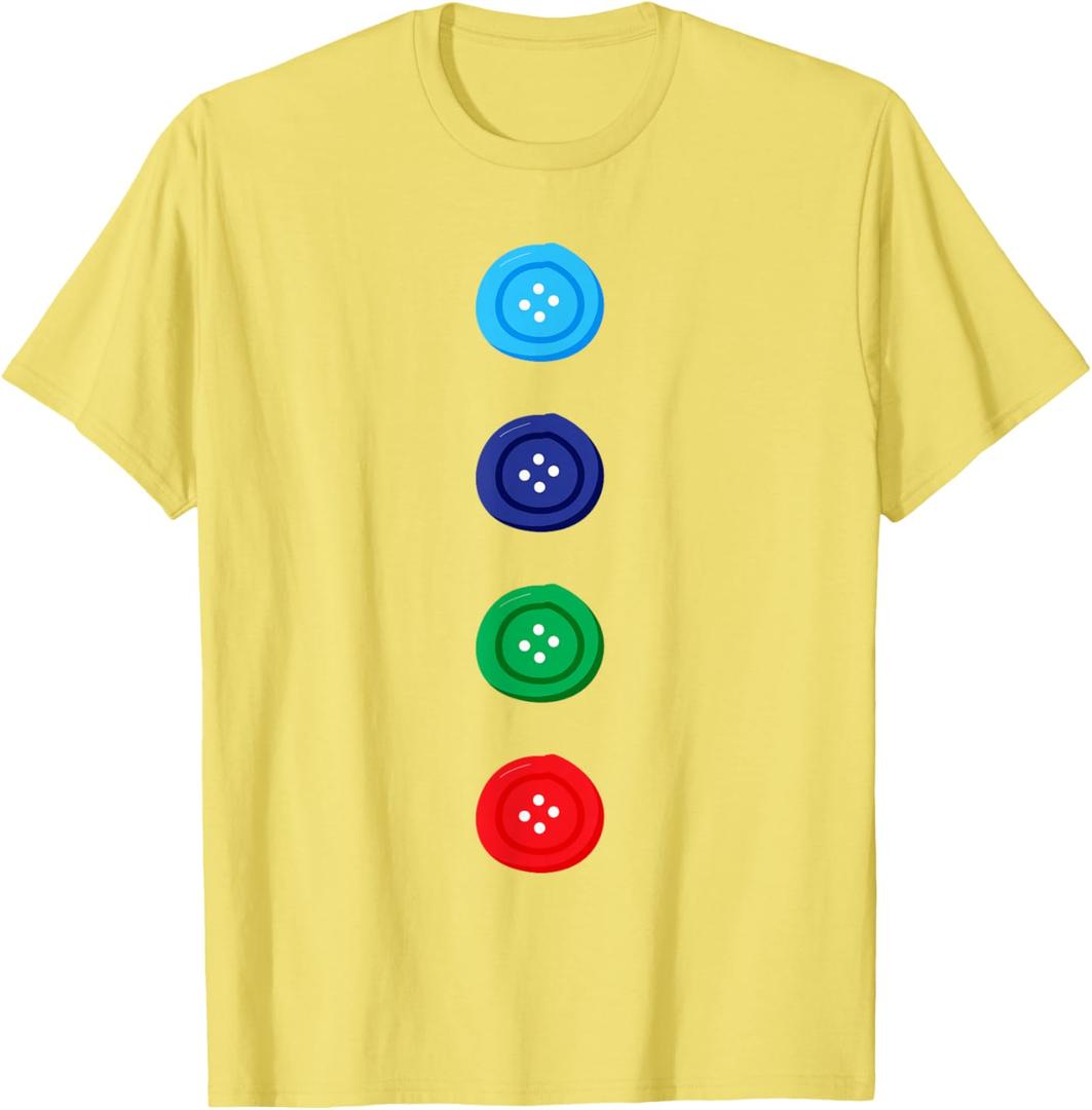 Four Groovy Buttons Blue Cat Funny Halloween Costume T-Shirt (L, Lemon Yellow)