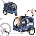 VEVOR Dog Bike Trailer, Supports up to 66/88/100 lbs, 2-in-1 Pet Stroller Cart Bicycle Carrier, Easy Folding Cart Frame with Quick Release Wheels, Universal Bicycle Coupler, Reflectors, Flag