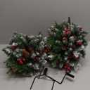 2 Pack Christmas Tree Urn Filler, Battery Operated with Timer, Pre-lit Warm White & Multi-Color Changing LED Lights, 21in Artificial Xmas Tree for Porch, Pathway, Yard, Outdoor Holiday Decorations