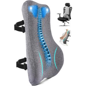 24'' Tall Back Support Pillow Fully Support Entire Back and Shoulder for Pain Relief and Comfort, Memory Foam Back Cushion for Back Rest, Ideal for Executive Office Chair, Computer & Gaming Chair (Light Gray)