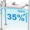 Agrish Raised Toilet Seat with Handles - FSA/HSA Eligible Cozy Padded Elevated Medical Toilet Seat Risers for Seniors, 350lb Adjustable Handicap Toilet Riser - Gray