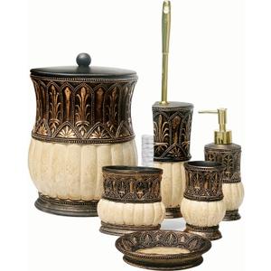 6 Pieces Pumkins Bathroom Accessories Set Including Trash Can, Cup, Toothbrush Holders, Soap Dishes, Soap Dispenser and Toilet Brush, Home Decoration, Retro Style