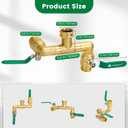 2 Way Brass Garden Hose Splitter Heavy Duty, 360° Rotatable Y Valve, Full Flow Large Ball Valve, 304 Stainless Steel Long Handle, 3/4" GHT Thread for Outdoor Faucet Lawn Irrigation Car Wash