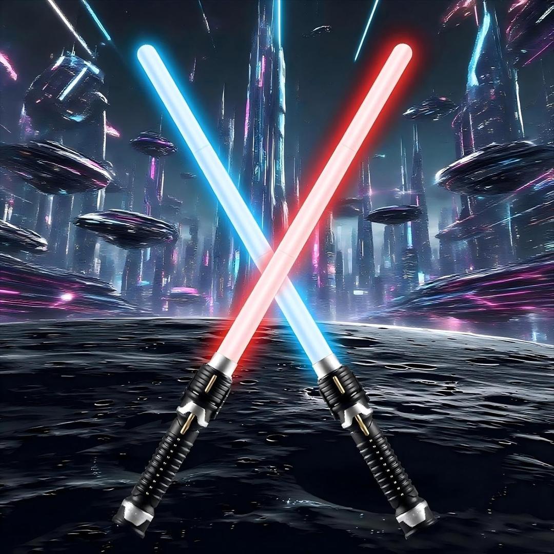 Red Blue Light Sabers for Kids-2pack Cosplay Retractable Detachable LED Light SaberToy Set with Girls Boys and Adults-Gift for Halloween Christmas Birthday Party Easter Gifts