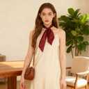 Square Solid Hair Bandana Headband, Women Satin Scarf, Square Silk Like Head Scarf,Vintage Head Scarves, Satin Neck Scarves, Claret