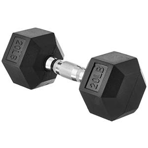 Basics Rubber Encased Exercise & Fitness Hex Dumbbell, Hand Weight for Strength Training, 20 lbs, Black