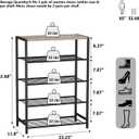 HOMEFORT 5 Tiers Shoe Rack Organizer,23" Shoe Storage Shelf for Closet, Shoe Rack for Entryway, Each Tier Fits 3 Pairs, Shoe Stand with Metal Shelves and MDF Top Board, Washed Gray