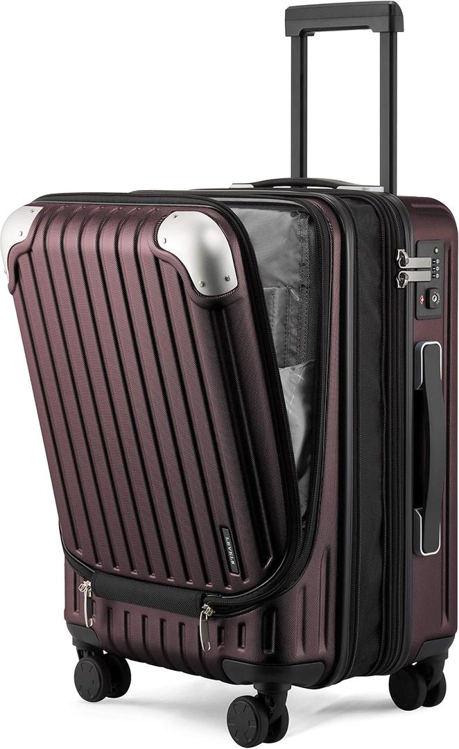 LEVEL8 Grace Large Carry on Luggage, 20 Inch Expandable Hardside Suitcases with wheels, Abs+Pc Harshell Spinner Luggages with Tsa Lock, Red, 20 Inch - EXT