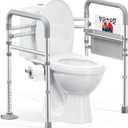 HOMLAND Toilet Safety Rails for Seniors, Adjustable Height & Width, 350 Lbs
Padded Armrests, Foldable Aluminum Toilet Safety Frame, Handicap Toilet Handles for Elderly and Disabled, Fit Any Toilets