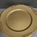 Okllen 12 Pack Gold Charger Plates, 13" Round Dinner Charger Plates with Embossed Rim for Catering, Wedding, Tabletop Decor