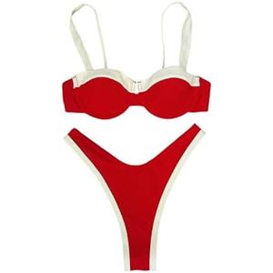 MakeMeChic Women's High Waisted Bikini Sets Color Block 2 Piece Swimsuit Bathing Suit, Medium