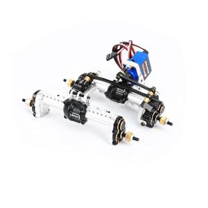 RCAWD Alloy TRX4M Portal Axle with Diff Locker Spool, Steering Servo and Center Drive Shaft Set for 1/18 TRX4M Front Rear Portal Axle Upgrades Part Silver